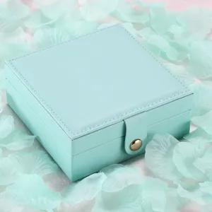 Single-layer PU simple jewelry storage box creative portable jewelry jewelry box earrings earrings ring small jewelry box