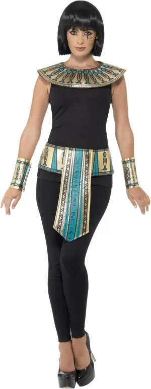 Smiffys Egyptian Kit, Gold with Collar, Cuffs & Belt, Legends & Myths Fancy Dress, Ancient Egypt Dress Up Costumes