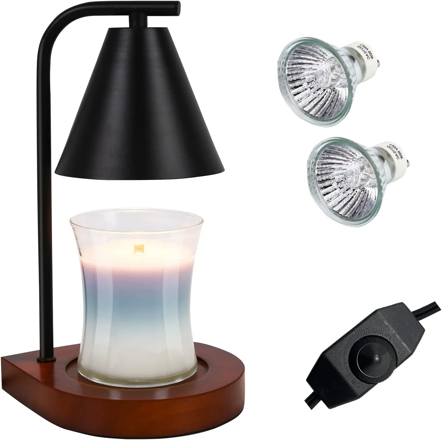 SOKCVSEA Candle Warmer Lamp - Candle Warmer with Dimmable, Birthday Gifts for Women Mom Gifts, House Warming Gifts New Home Decor, Wax Melt with 2 Bulbs Black
