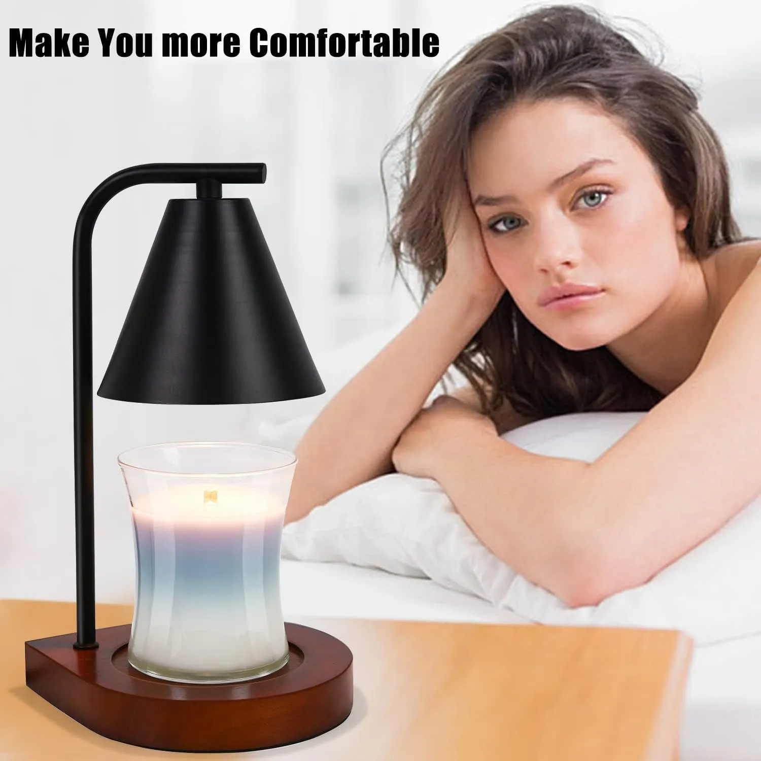 SOKCVSEA Candle Warmer Lamp - Candle Warmer with Dimmable, Birthday Gifts for Women Mom Gifts, House Warming Gifts New Home Decor, Wax Melt with 2 Bulbs Black