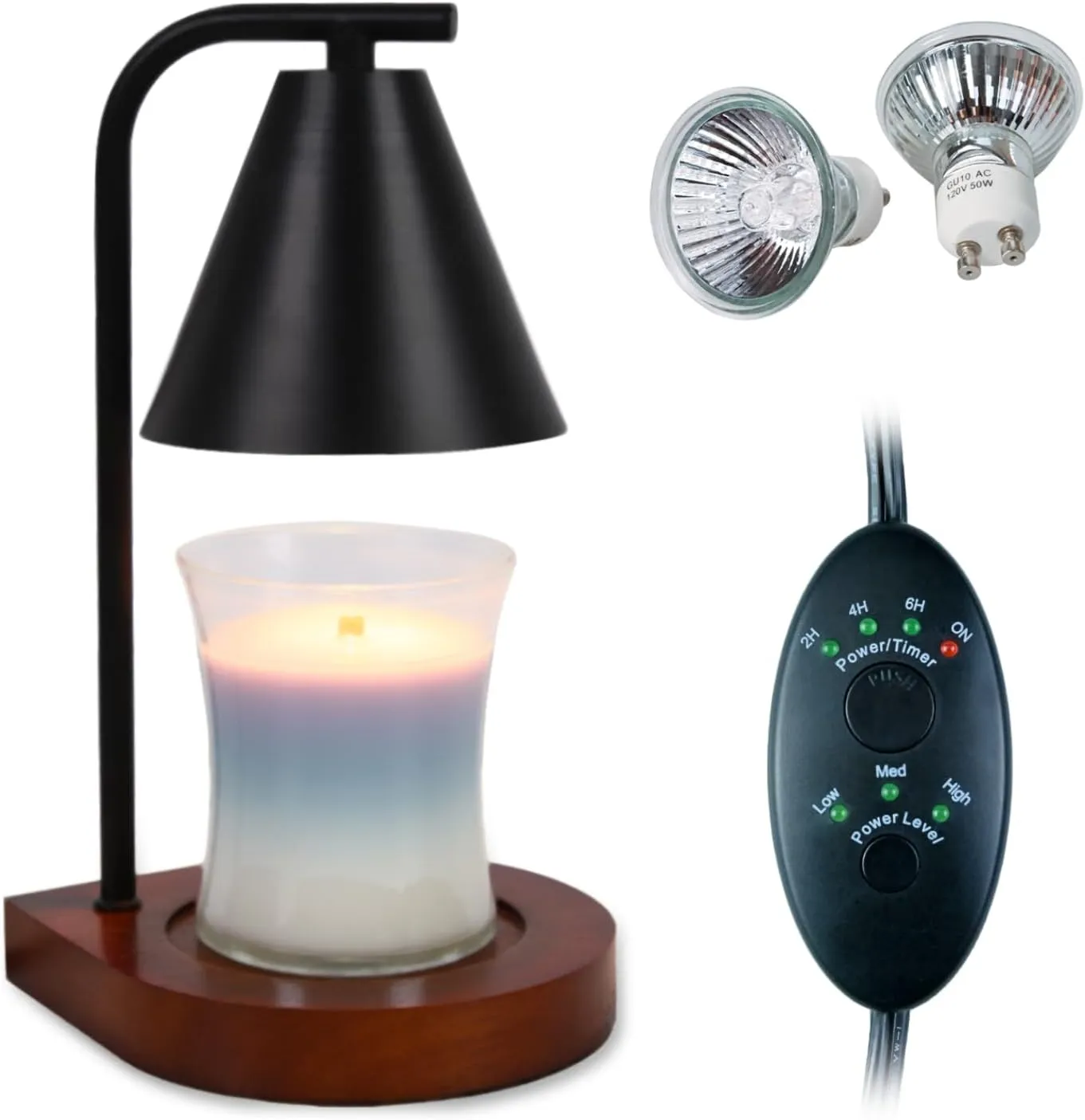 SOKCVSEA Candle Warmer Lamp - Candle Warmer with Timer, Birthday Gifts for Women Mom Gifts, House Warming Gifts New Home Decor, Wax Melt with 2 Bulb Black 02