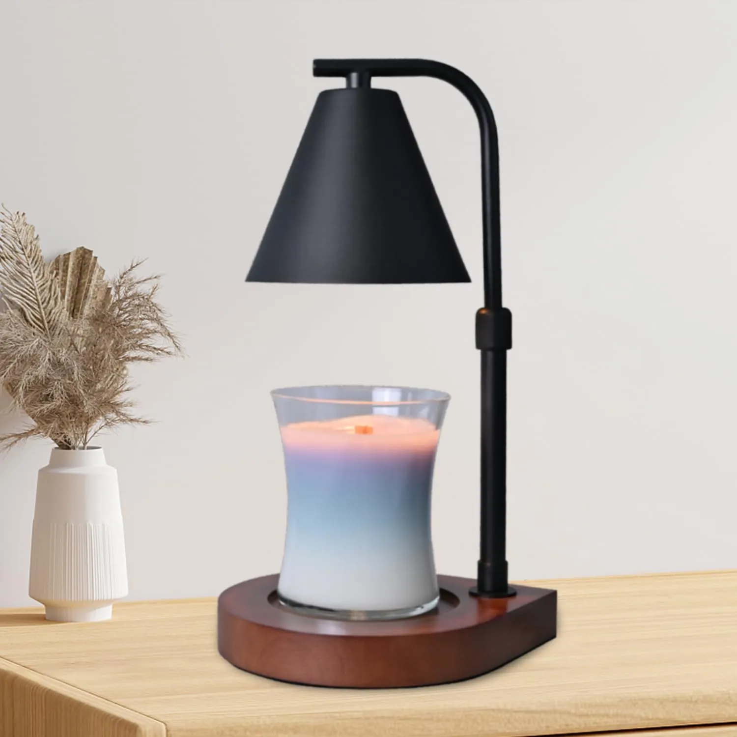SOKCVSEA Candle Warmer Lamp - Candle Warmer with Timer Height Adjustable, Birthday Gifts for Women Mom Gifts, House Warming Gifts New Home Decor, Wax Melt with 2 Bulb Black