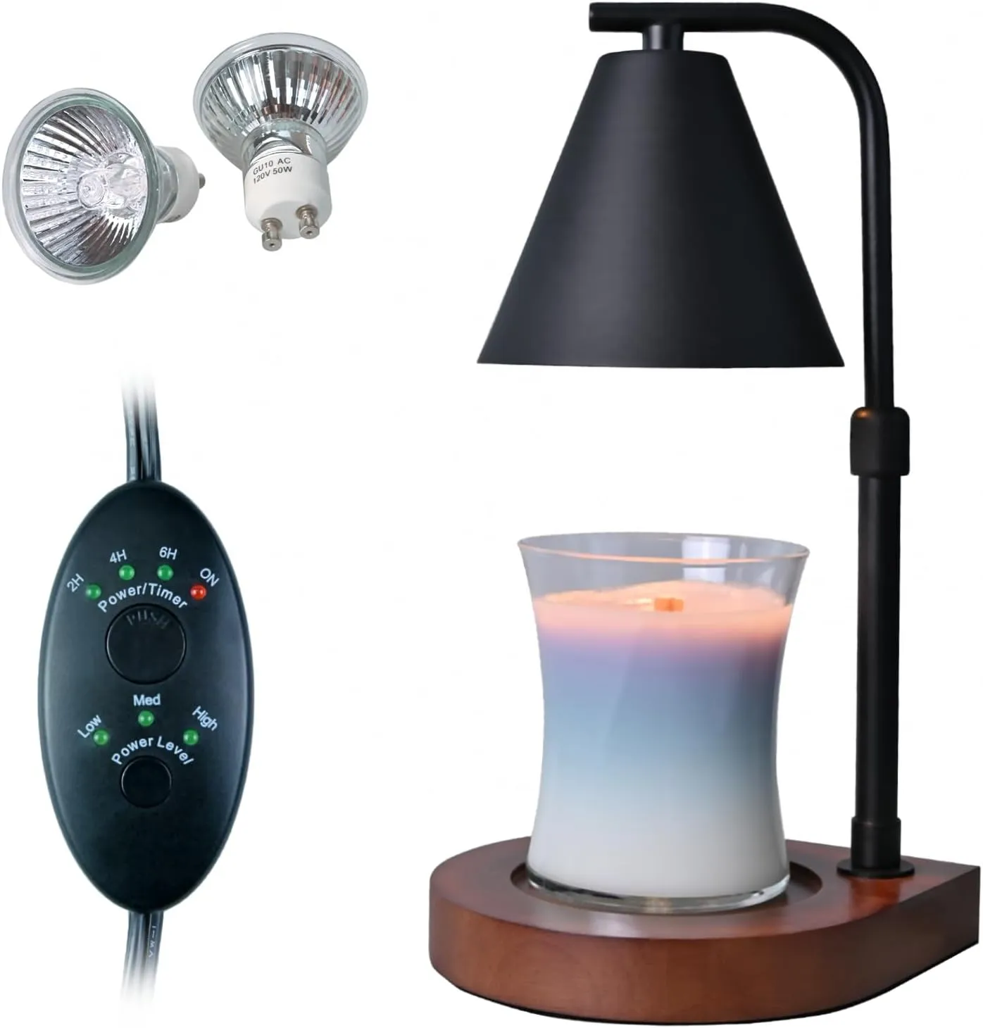 SOKCVSEA Candle Warmer Lamp - Candle Warmer with Timer Height Adjustable, Birthday Gifts for Women Mom Gifts, House Warming Gifts New Home Decor, Wax Melt with 2 Bulb Black