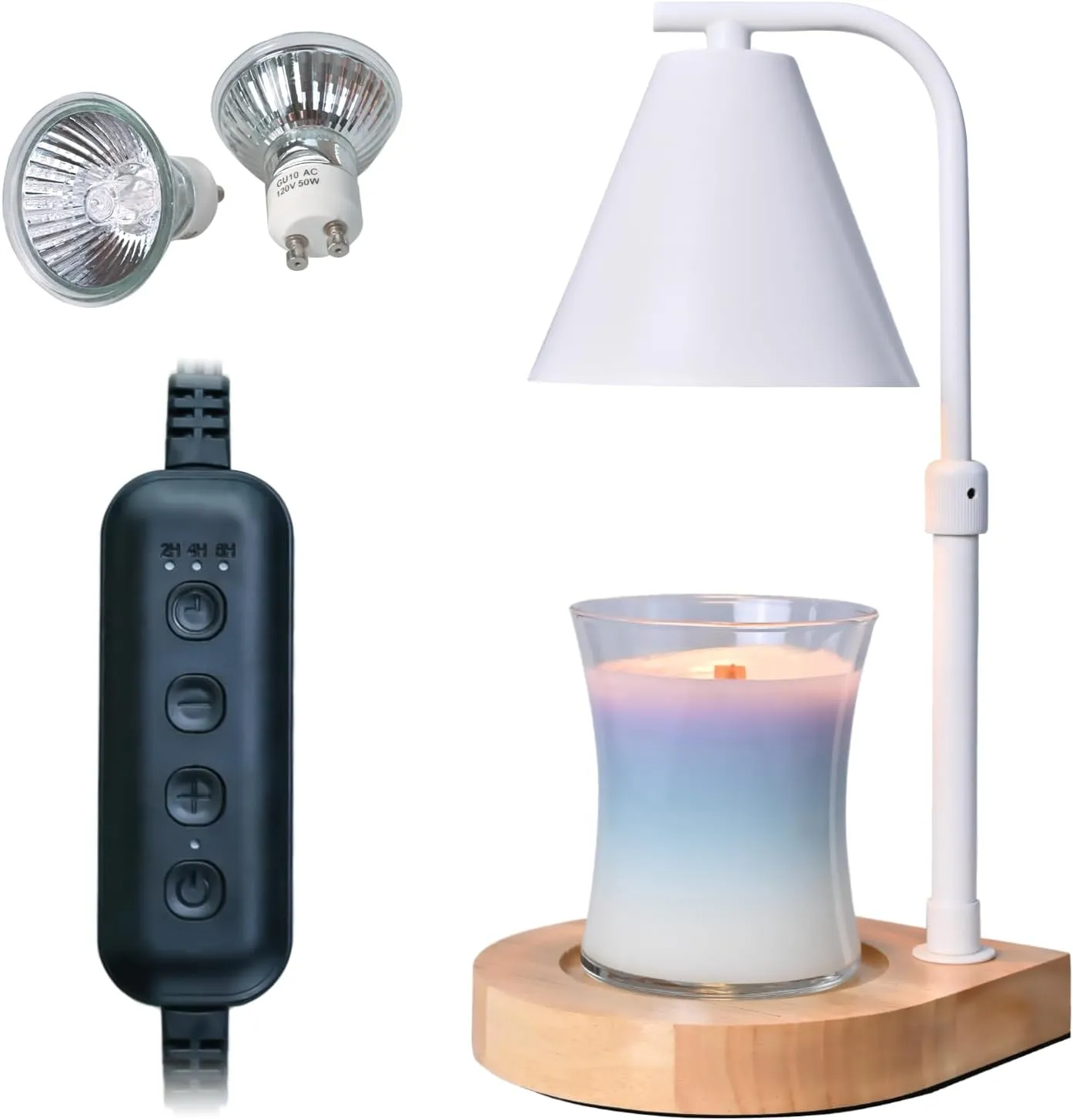 SOKCVSEA Candle Warmer Lamp - Candle Warmer with Timer Height Adjustable, Birthday Gifts for Women Mom Gifts, House Warming Gifts New Home Decor, Wax Melt with 2 Bulb White 03