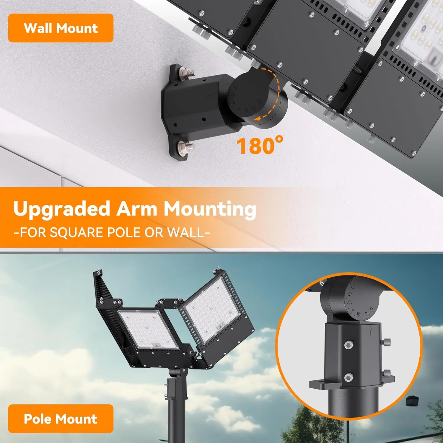 SOLLA 2025 New Upgraded 300W Dusk to Dawn LED Parking Lot Light 45000lm 5000K, ETL, IP67 Waterproof Adjustable 3-Head Street Lights Outdoor, Pole & Wall-Mounted Security Flood Lights for Yard