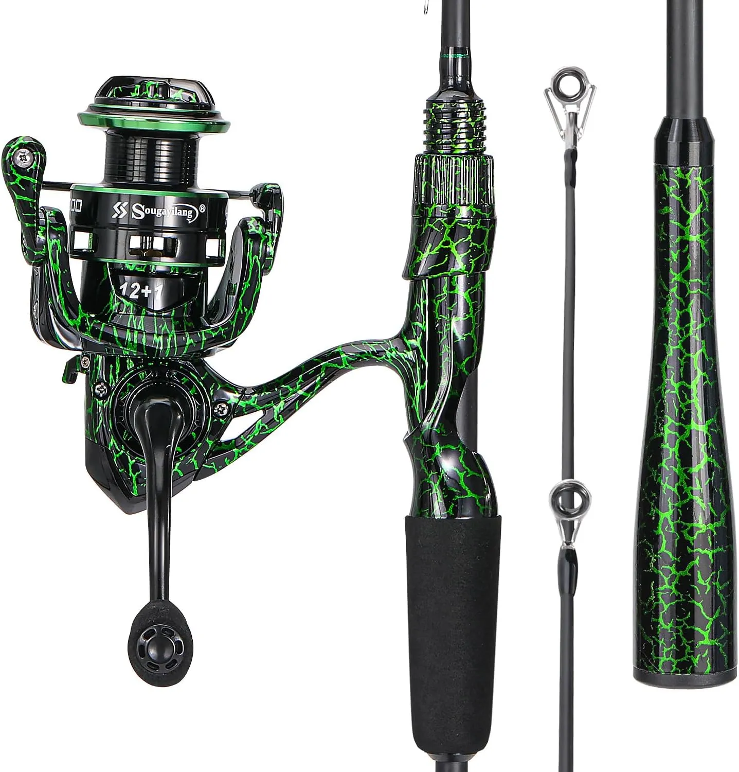 Sougayilang Casting Fishing Rod Combos, IM6 Graphite 2Pc Blanks, Anti-Reverse Baitcasting Reel, Stainless Steel Guides