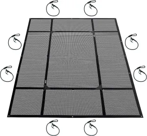 SPIDER Pickup Truck Bed Tarp (7’8” W x 10’6” L) - Heavy Duty Black Mesh Cargo Net Cover - Detachable Quick Adjust Tie Downs - Fits Long Bed (8') and Trailers