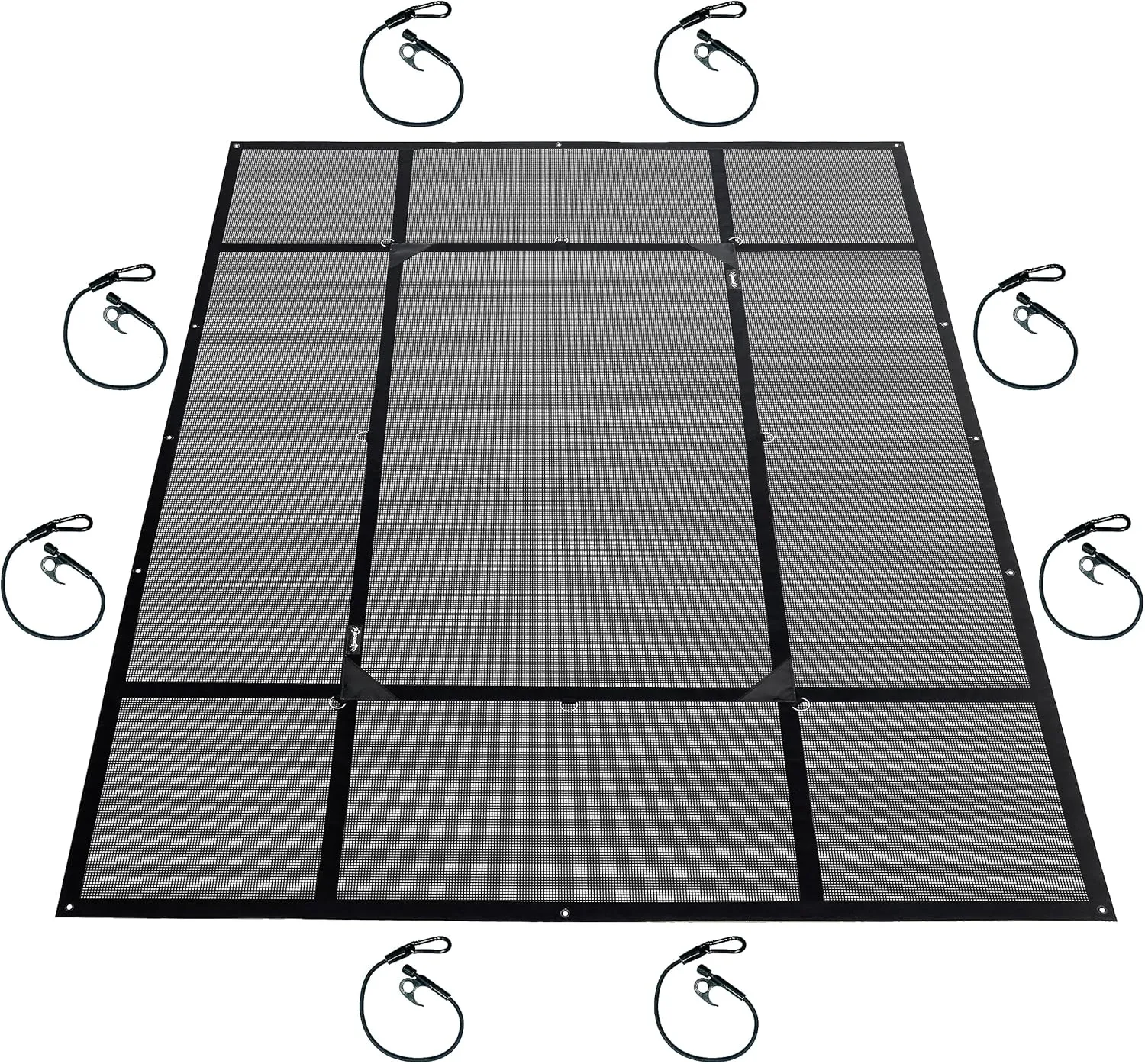 SPIDER Pickup Truck Bed Tarp (7’8” W x 10’6” L) - Heavy Duty Black Mesh Cargo Net Cover - Detachable Quick Adjust Tie Downs - Fits Long Bed (8') and Trailers