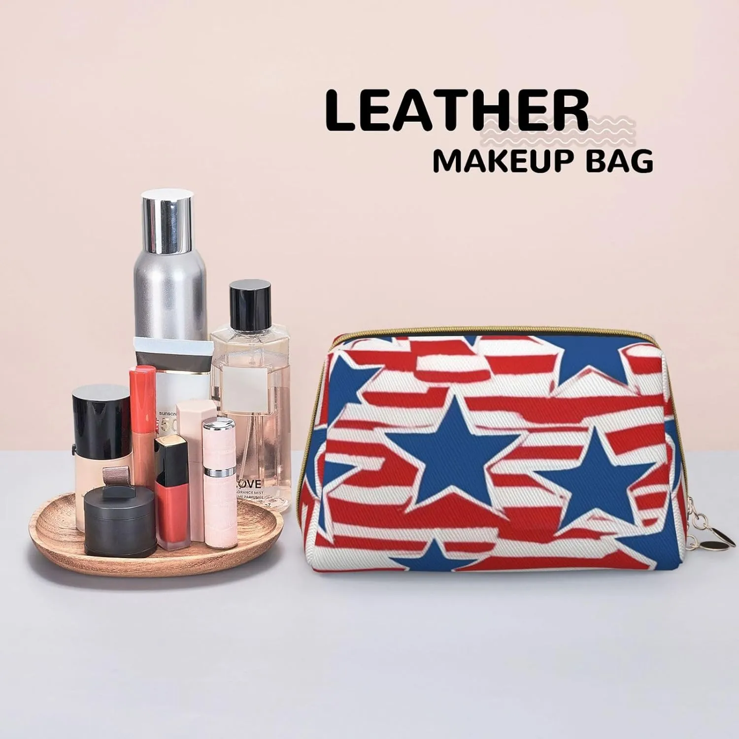 Star Stripe Flag Toiletry Pouch, Travel-Friendly Makeup Organizer For Makeup Brushes, Lipsticks