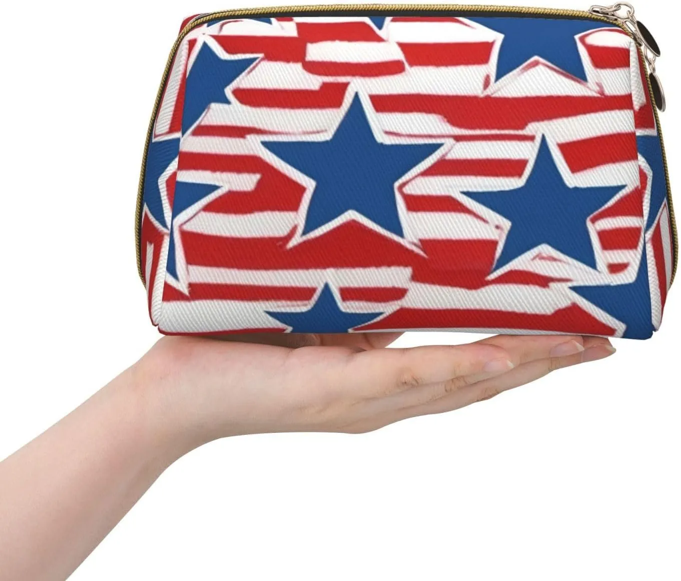 Star Stripe Flag Toiletry Pouch, Travel-Friendly Makeup Organizer For Makeup Brushes, Lipsticks