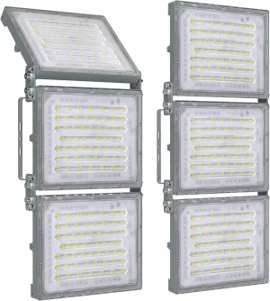 STASUN 2 Pack 600W LED Flood Light, Mini Series Stadium Light, 60000LM 6000K Daylight White IP66 Waterproof 3 Adjustable Panels Outdoor Sports Lighting for Basketball Court, Parking Lot,Baseball Field