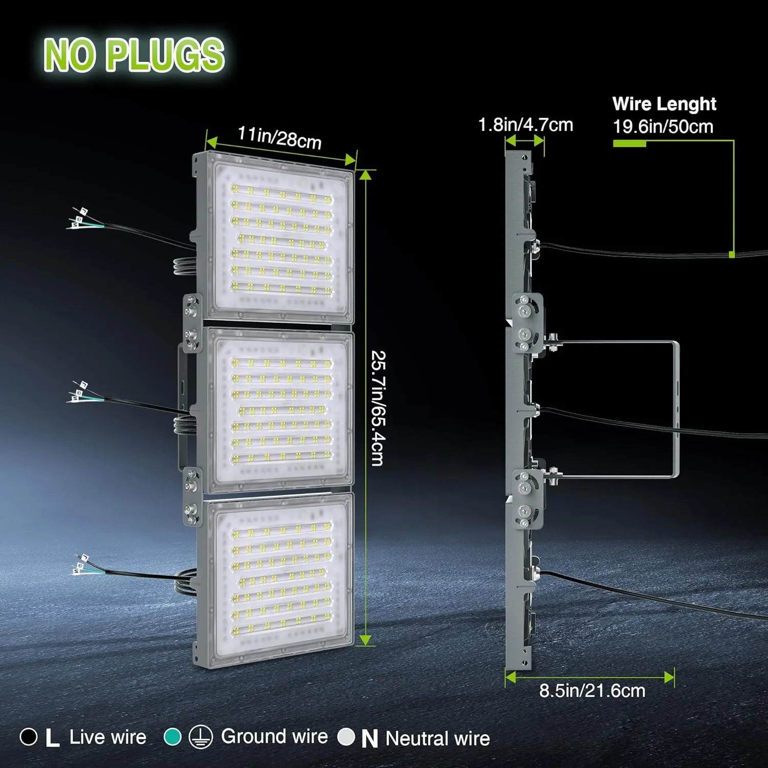 STASUN 2 Pack 600W LED Flood Light, Mini Series Stadium Light, 60000LM 6000K Daylight White IP66 Waterproof 3 Adjustable Panels Outdoor Sports Lighting for Basketball Court, Parking Lot,Baseball Field