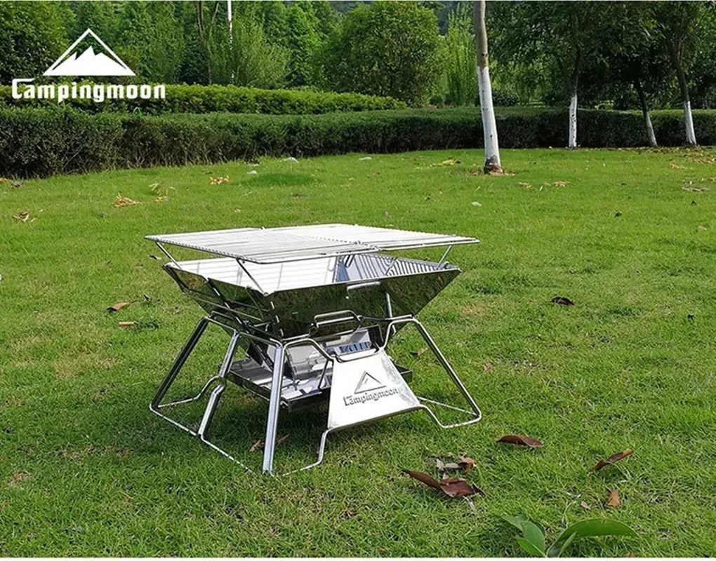 Steel Folding Portable BBQ Grill Stove Campingmoon MT-2  Outdoor Camping Picnic Set Camping Barbecue Rack