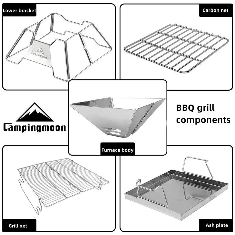 Steel Folding Portable BBQ Grill Stove Campingmoon MT-2  Outdoor Camping Picnic Set Camping Barbecue Rack