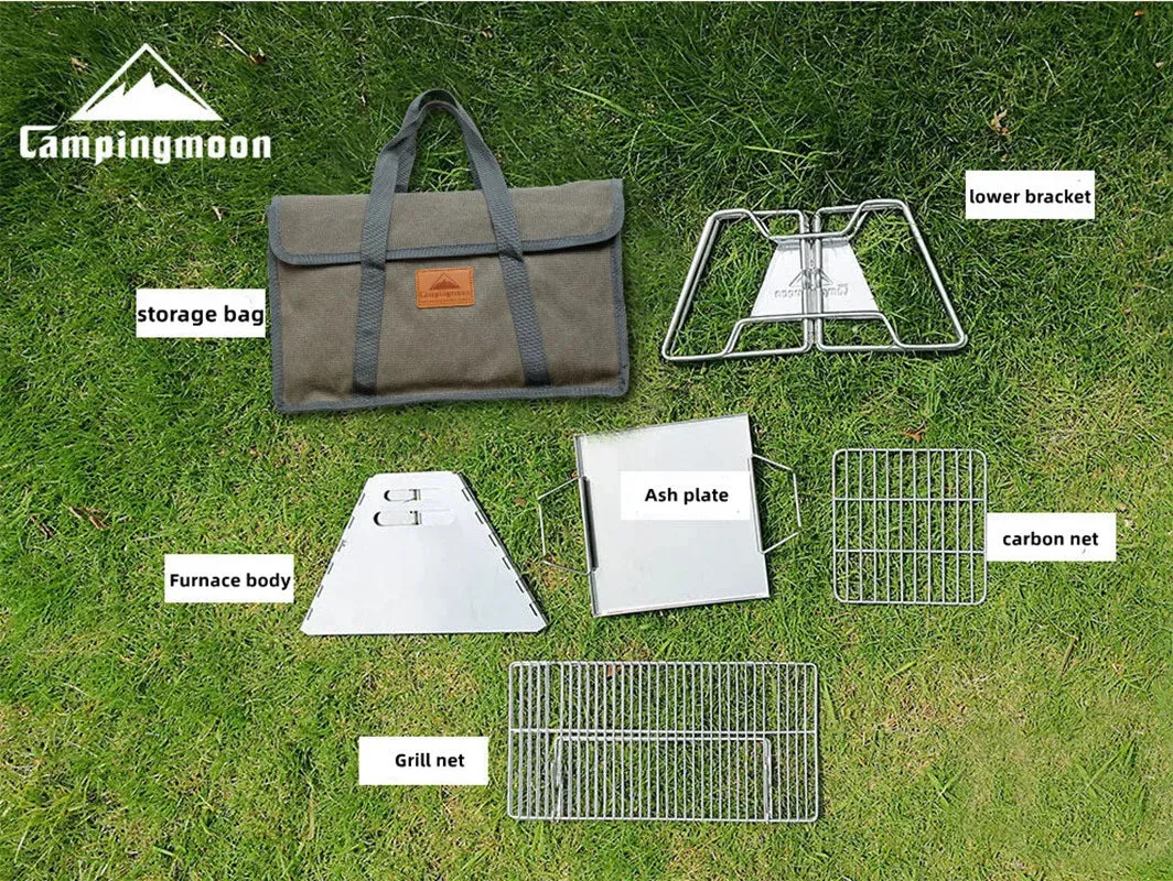 Steel Folding Portable BBQ Grill Stove Campingmoon MT-2  Outdoor Camping Picnic Set Camping Barbecue Rack