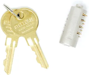 Steelcase FR322 Lock Core Kit with 2 Keys - Brushed Chrome