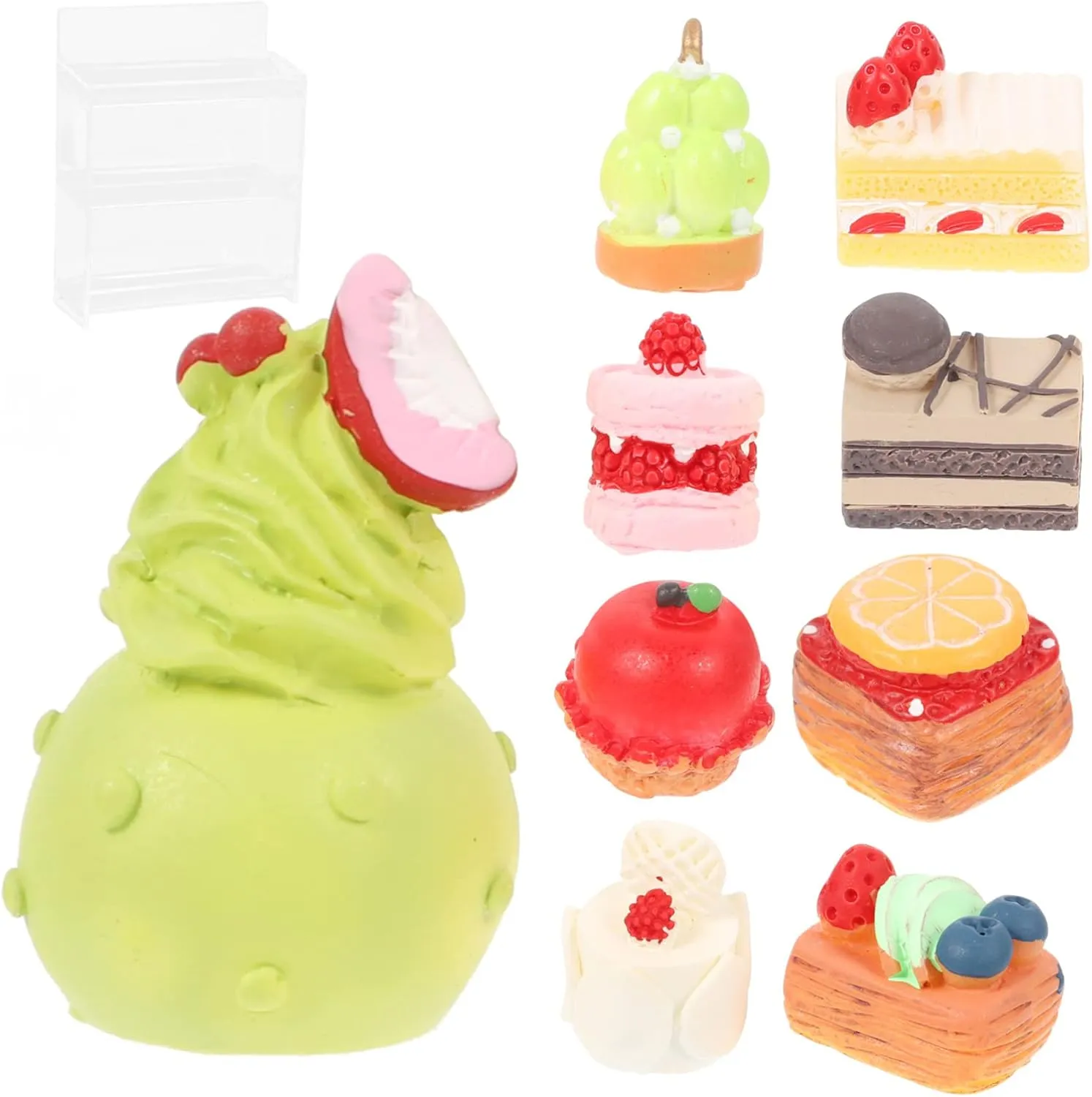 STOBOK 3sets Miniature Food Stand Transparent Bakery Display Rack for Dollhouse Desserts House Decoration Accessories Lightweight and Compact Design for Miniature Scenes