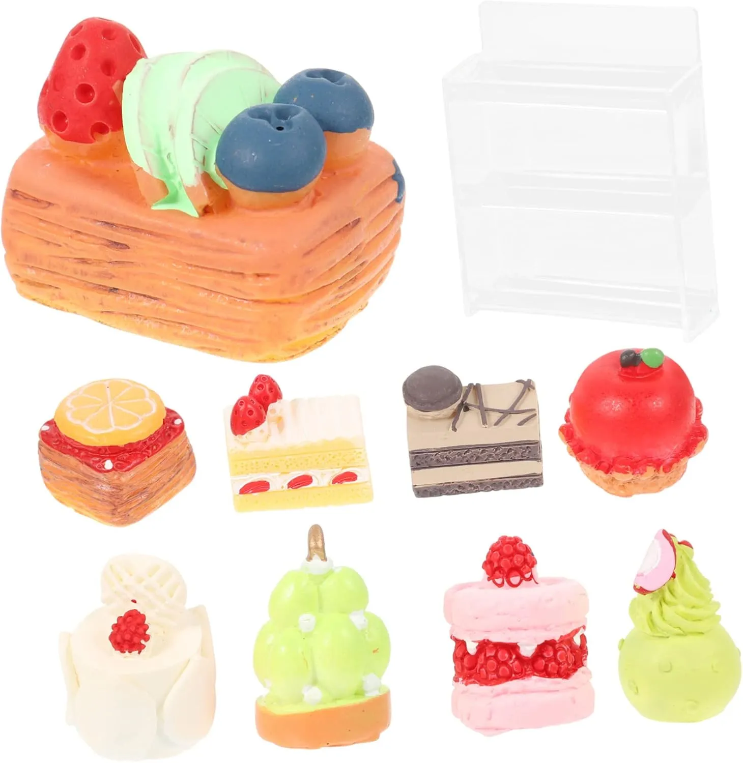 STOBOK 3sets Miniature Food Stand Transparent Bakery Display Rack for Dollhouse Desserts House Decoration Accessories Lightweight and Compact Design for Miniature Scenes