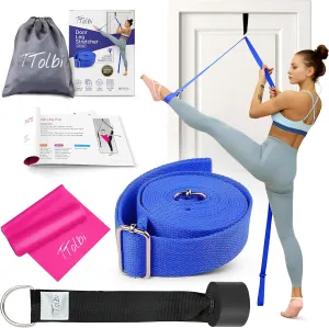Stretching Strap with Door Anchor & Resistance Band – Improve Leg Stretch Flexibility for Splits, Ballet, Dance, Cheer, Yoga & Gymnastics - Home Leg Stretcher Trainer Equipment Stuff for All Levels