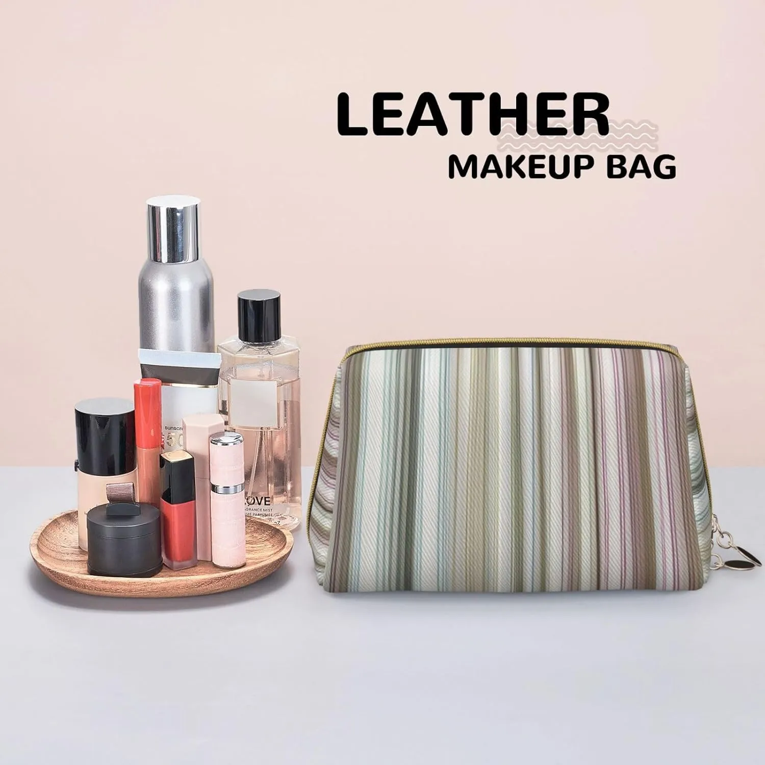 Striped. Toiletry Pouch, Travel-Friendly Makeup Organizer For Makeup Brushes, Lipsticks