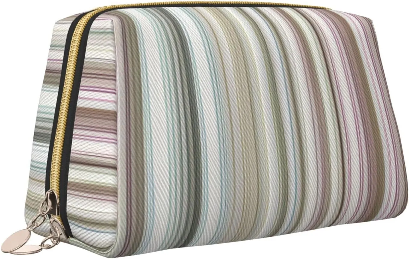 Striped. Toiletry Pouch, Travel-Friendly Makeup Organizer For Makeup Brushes, Lipsticks