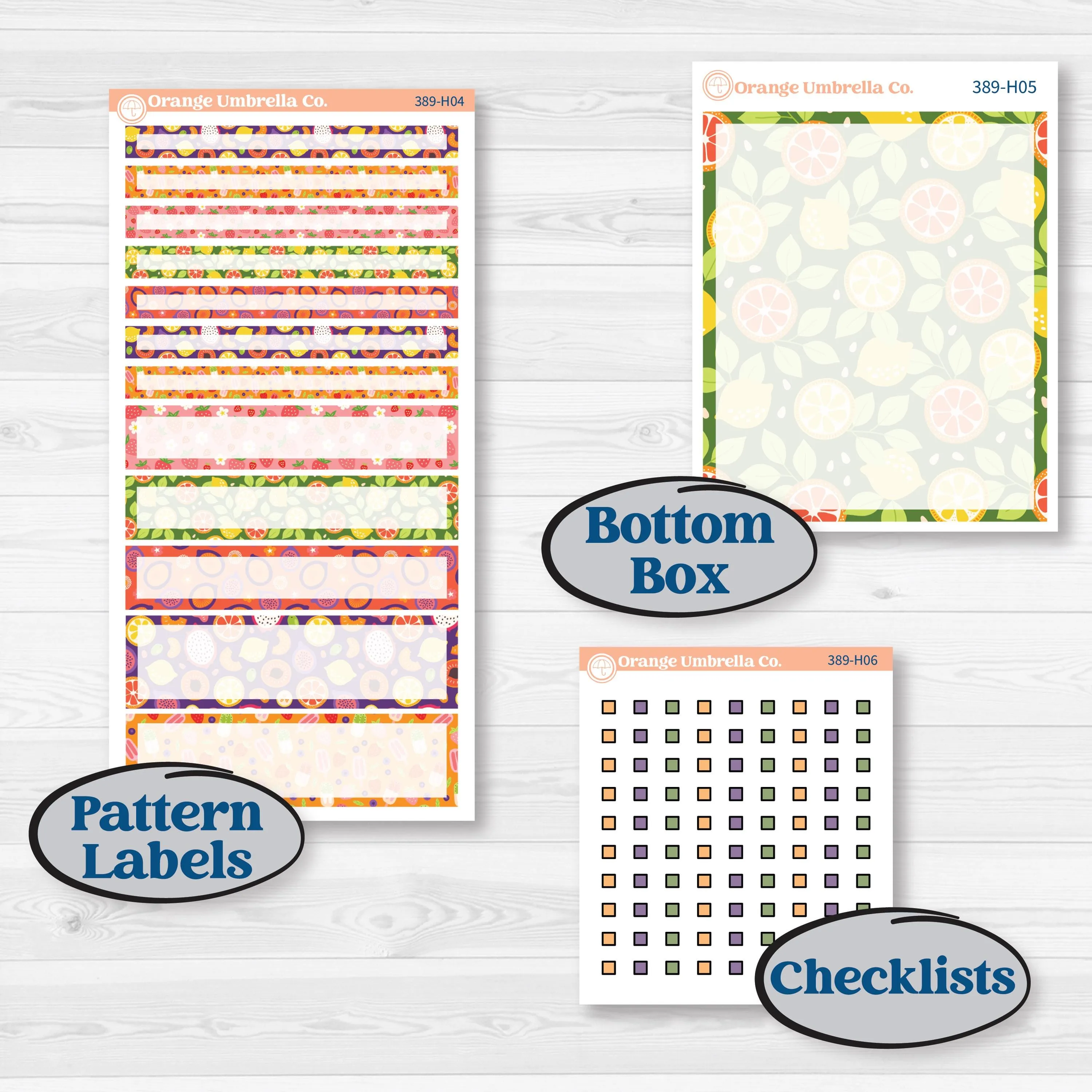 Summer Fruit Kit | 7x9 Compact Vertical Planner Kit Stickers | Ripe | KIT-389-H