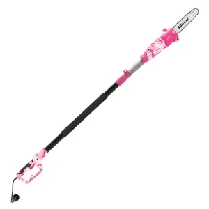 Sun Joe SWJ803E-PCM Electric Multi-Angle Pole Chain Saw | 10 inch | 8.0 Amp (Pink Camo)