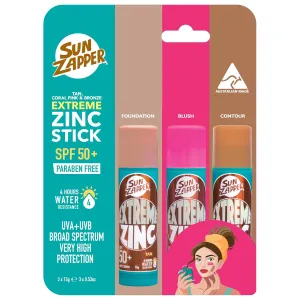 Sun Zapper Extreme Zinc Sunscreen Stick Beauty Pack – SPF 50  Sunblock in Tan, Bronze & Pink – Made in Australia