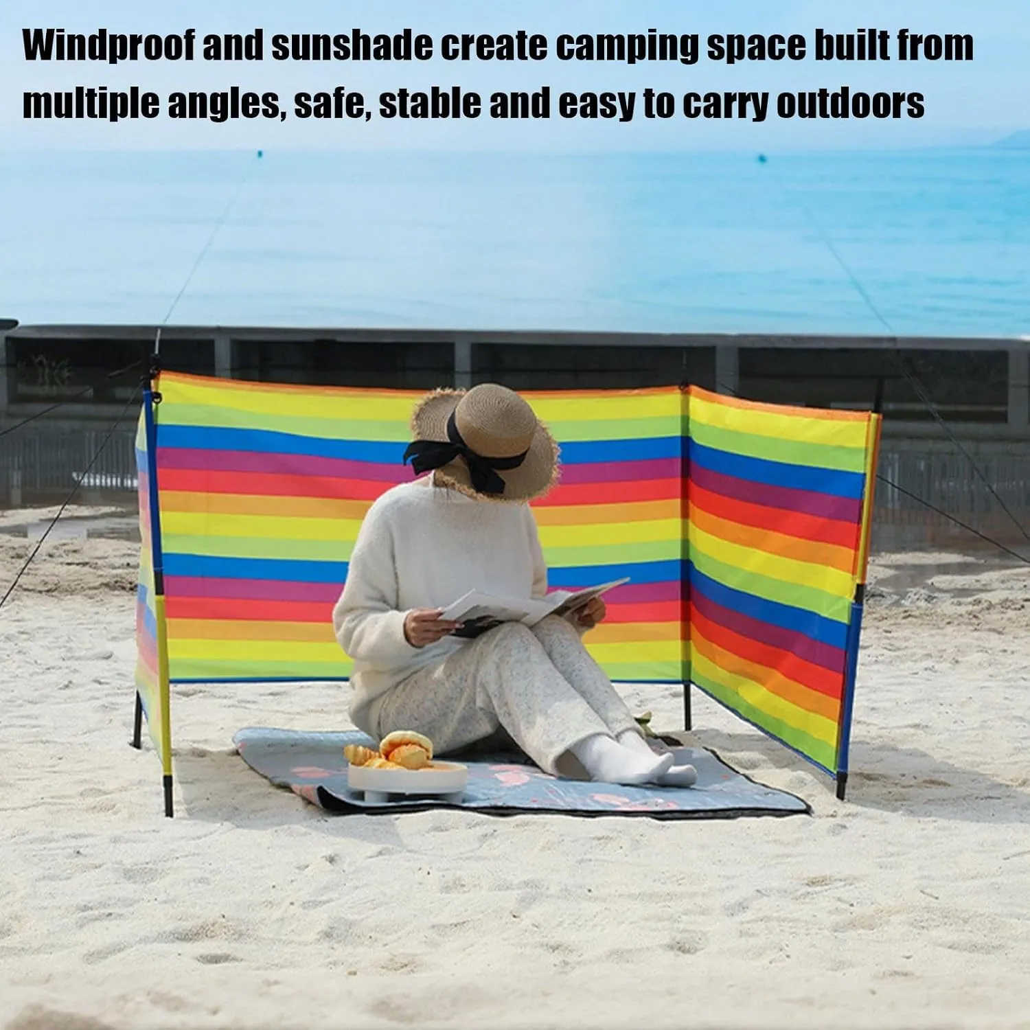 Sunbathing Privacy Screen - Windbreak & Barrier for Camping - Portable Waterproof Shade for Outdoor, Travel Gear for Holidays, and Garden Activities