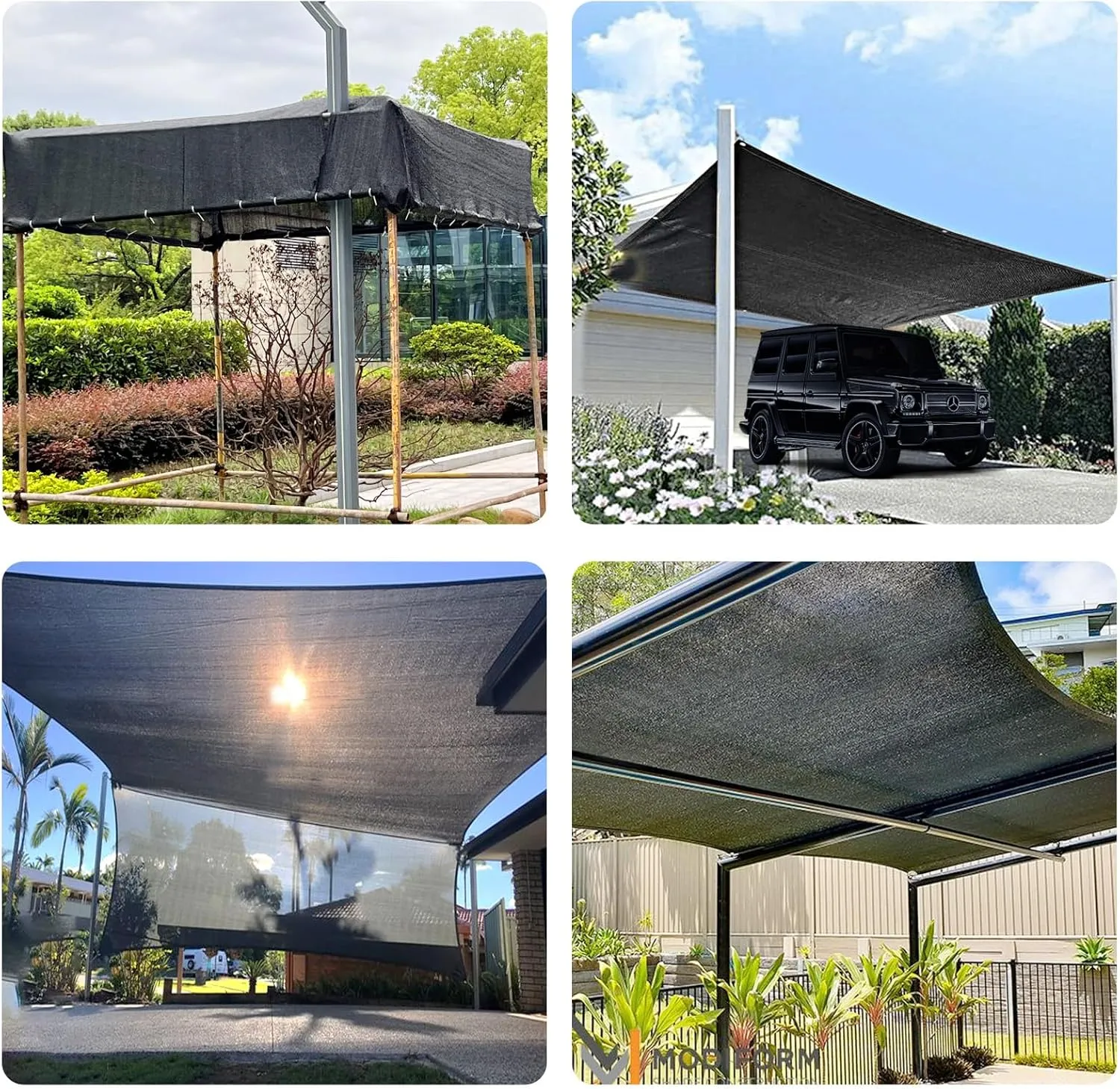 SUNNY GUARD 70% Shade Cloth, 8x20ft Mesh Tarp with Grommets, Shade Tarp for Garden, Plant, Canopy，Patio, Blackhouse, Pergola,Black