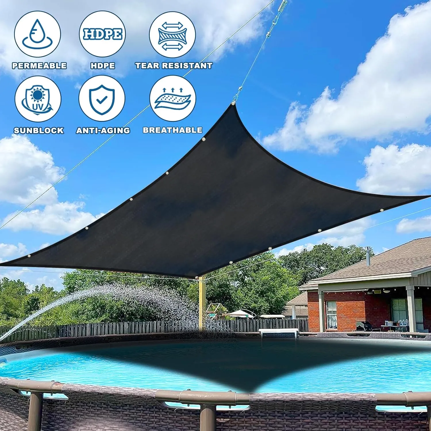 SUNNY GUARD 70% Shade Cloth, 8x20ft Mesh Tarp with Grommets, Shade Tarp for Garden, Plant, Canopy，Patio, Blackhouse, Pergola,Black