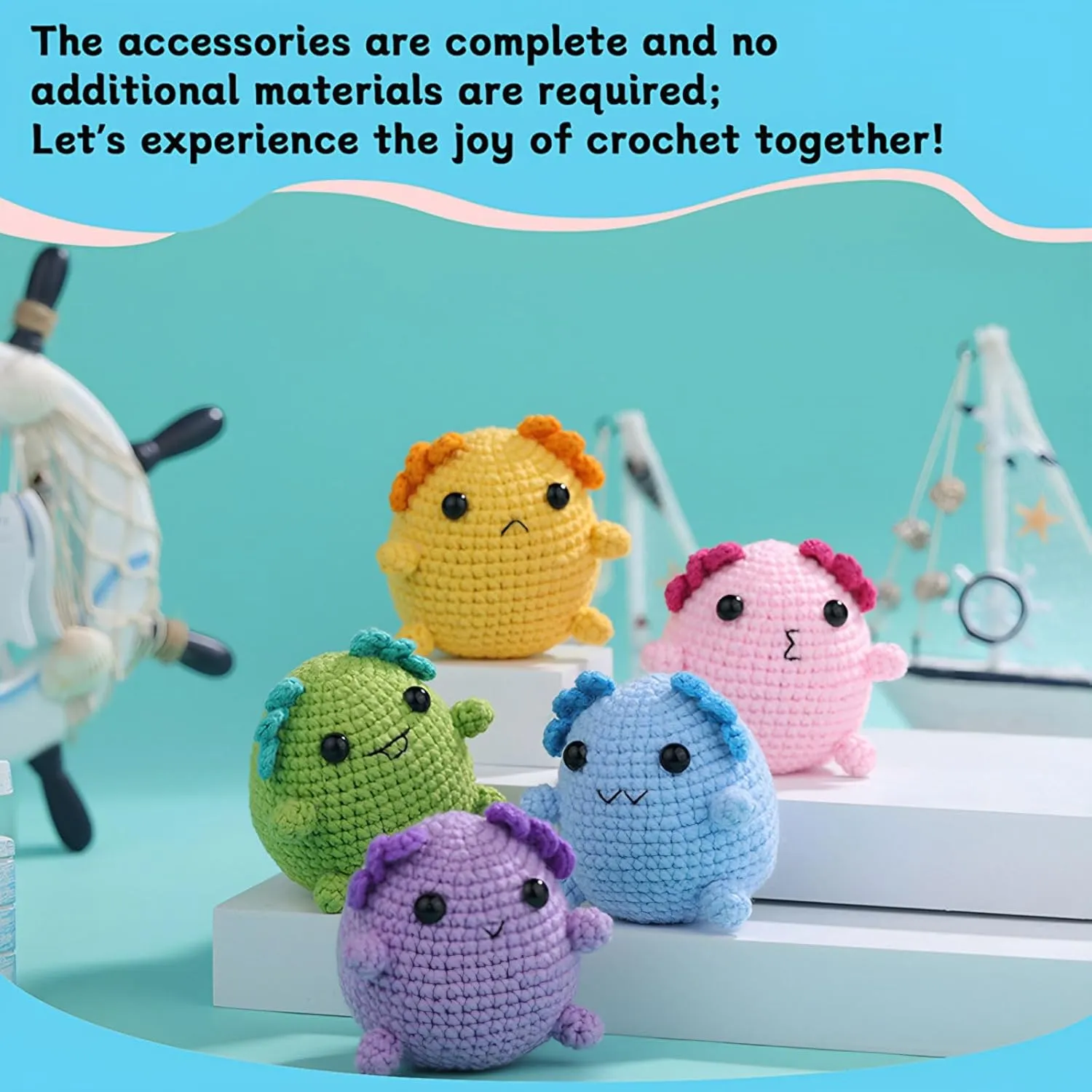 SwellishColor Crochet Kit for Beginners Kids,Crochet Starter Kits with Step-by-Step Video Tutorials,All in one Knitting Kits,Kid's DIY Crochet Animal Kit Christmas Gifts(Axolotl)