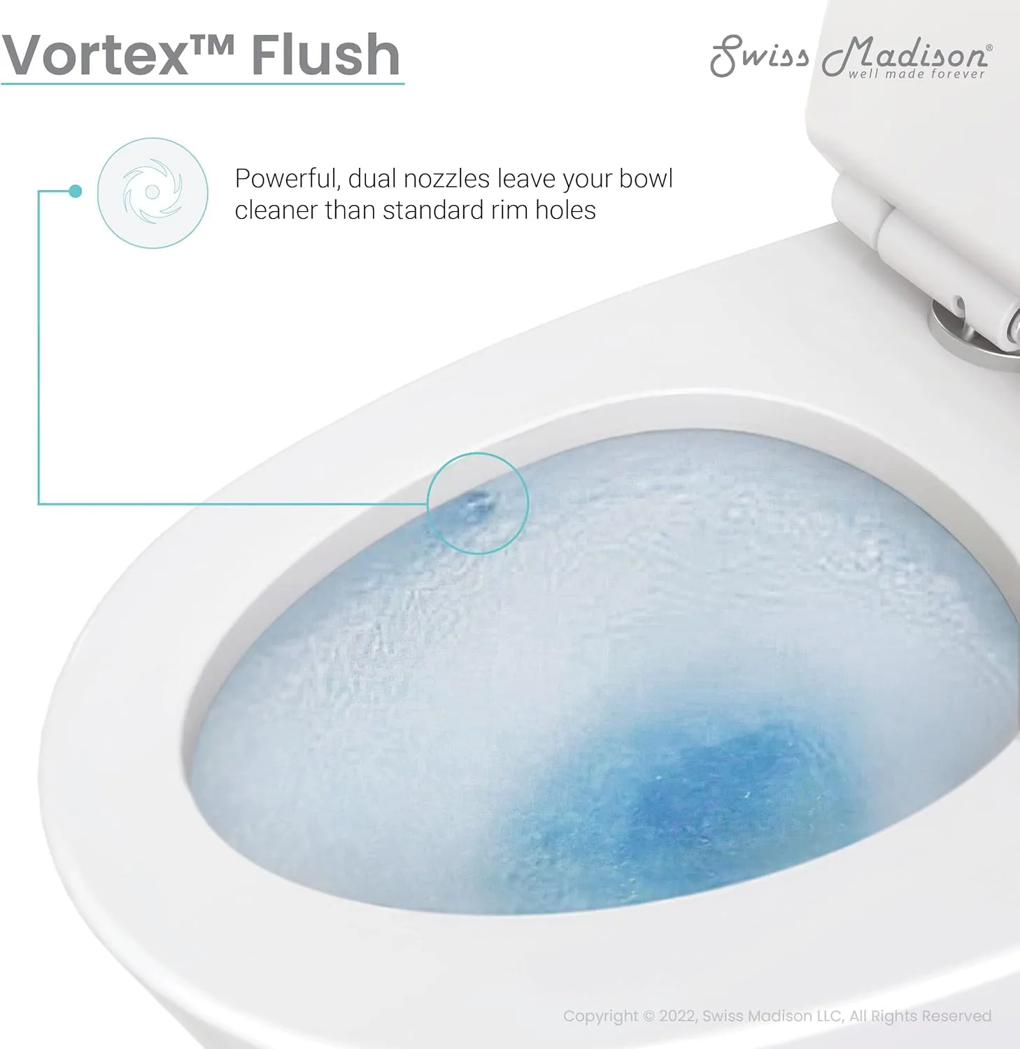 Swiss Madison Well Made Forever SM-1T274, St. Tropez One Piece Elongated Toilet Dual Vortex Flush 1.1/1.6 gpf with 10" Rough In
