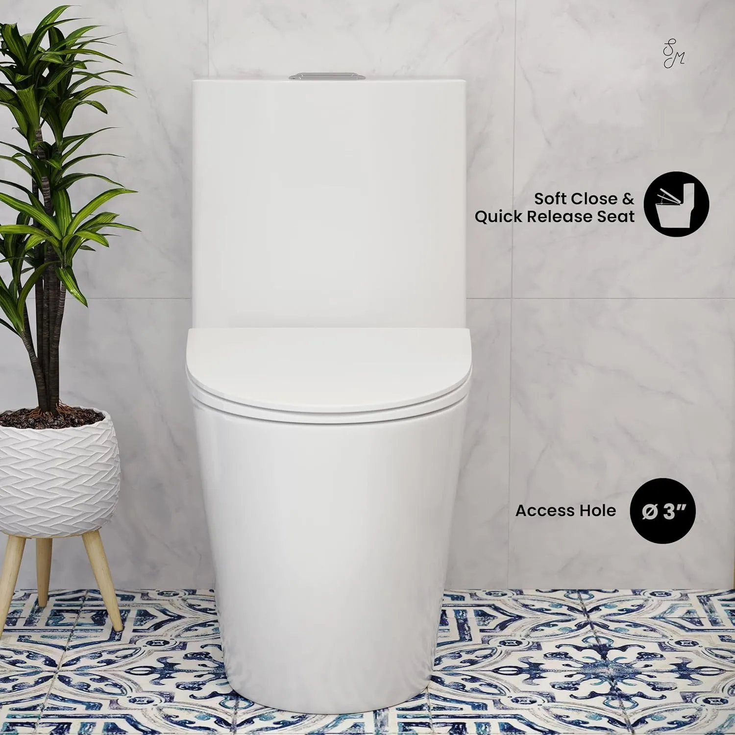 Swiss Madison Well Made Forever SM-1T274, St. Tropez One Piece Elongated Toilet Dual Vortex Flush 1.1/1.6 gpf with 10" Rough In