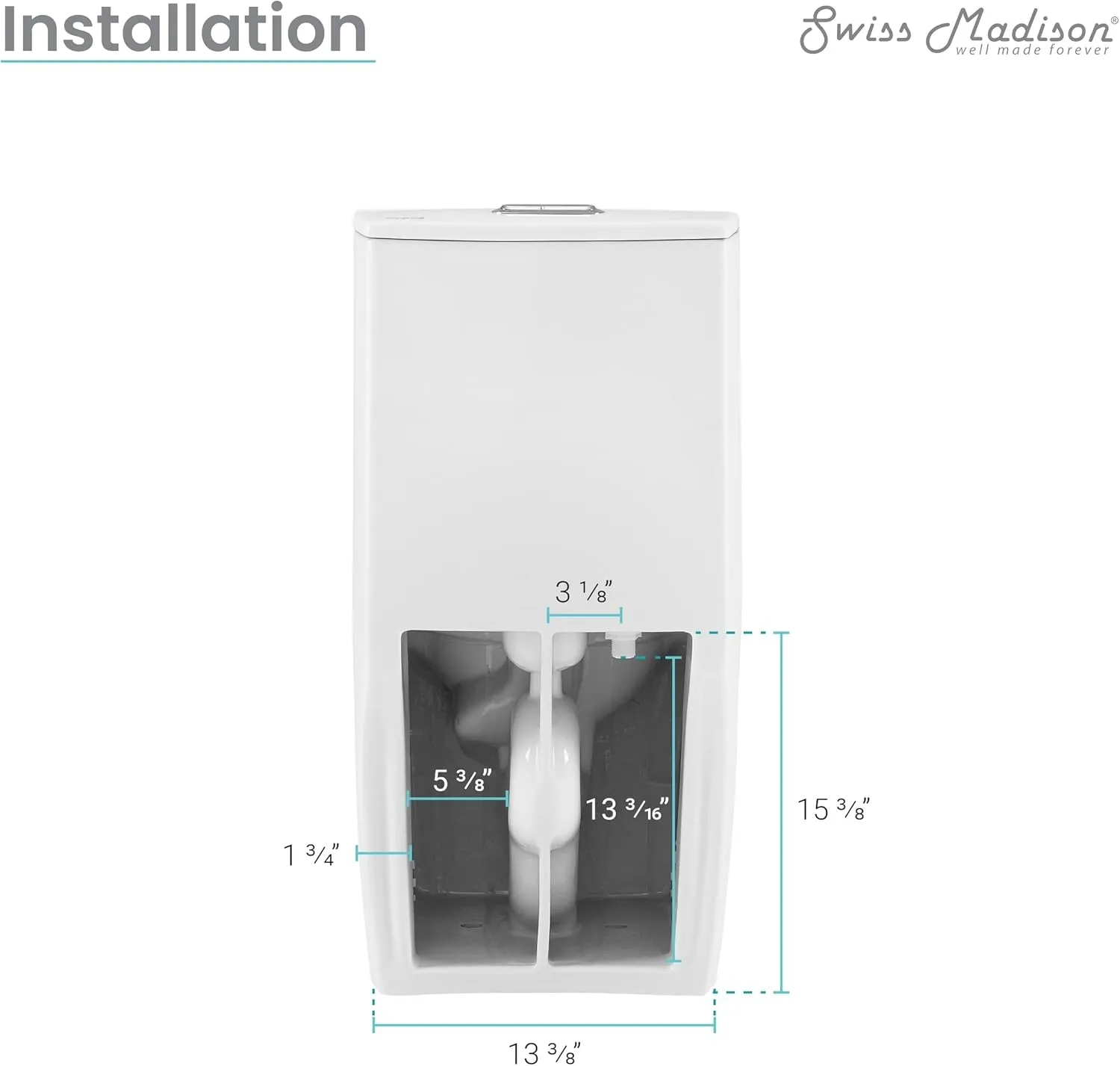 Swiss Madison Well Made Forever SM-1T274, St. Tropez One Piece Elongated Toilet Dual Vortex Flush 1.1/1.6 gpf with 10" Rough In