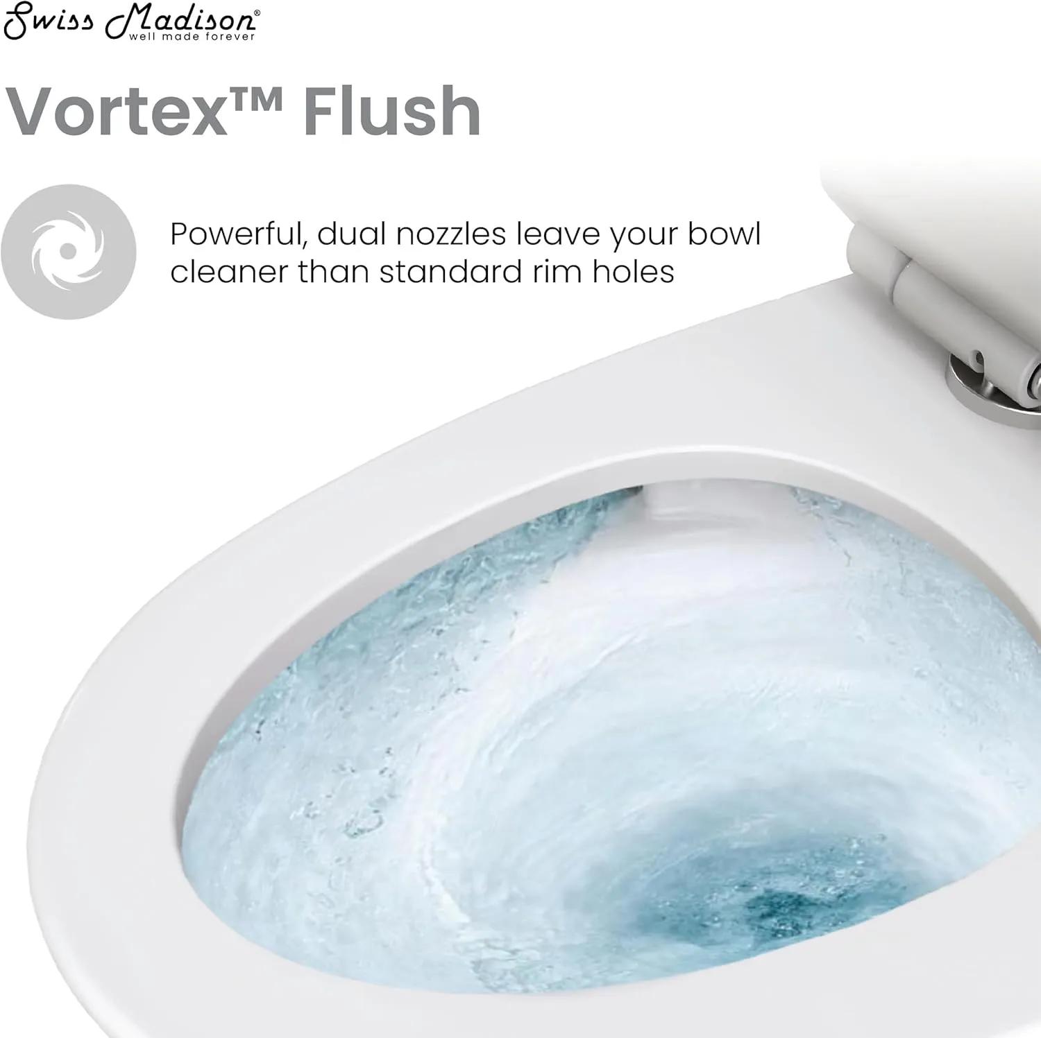 Swiss Madison Well Made Forever SM-1T274, St. Tropez One Piece Elongated Toilet Dual Vortex Flush 1.1/1.6 gpf with 10" Rough In