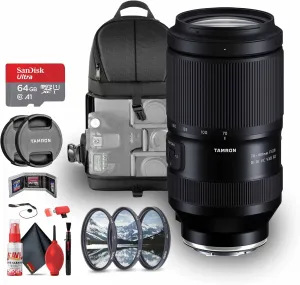 Tamron 70-180mm f/2.8 Di III VC VXD G2 Lens for Sony E (AFA065S-700) Bundle Including 64 GB Memory Card, 3-Piece Filter Kit, Backpack, Card Reader, Card Wallet, Full Cleaning Kit, Lens Caps