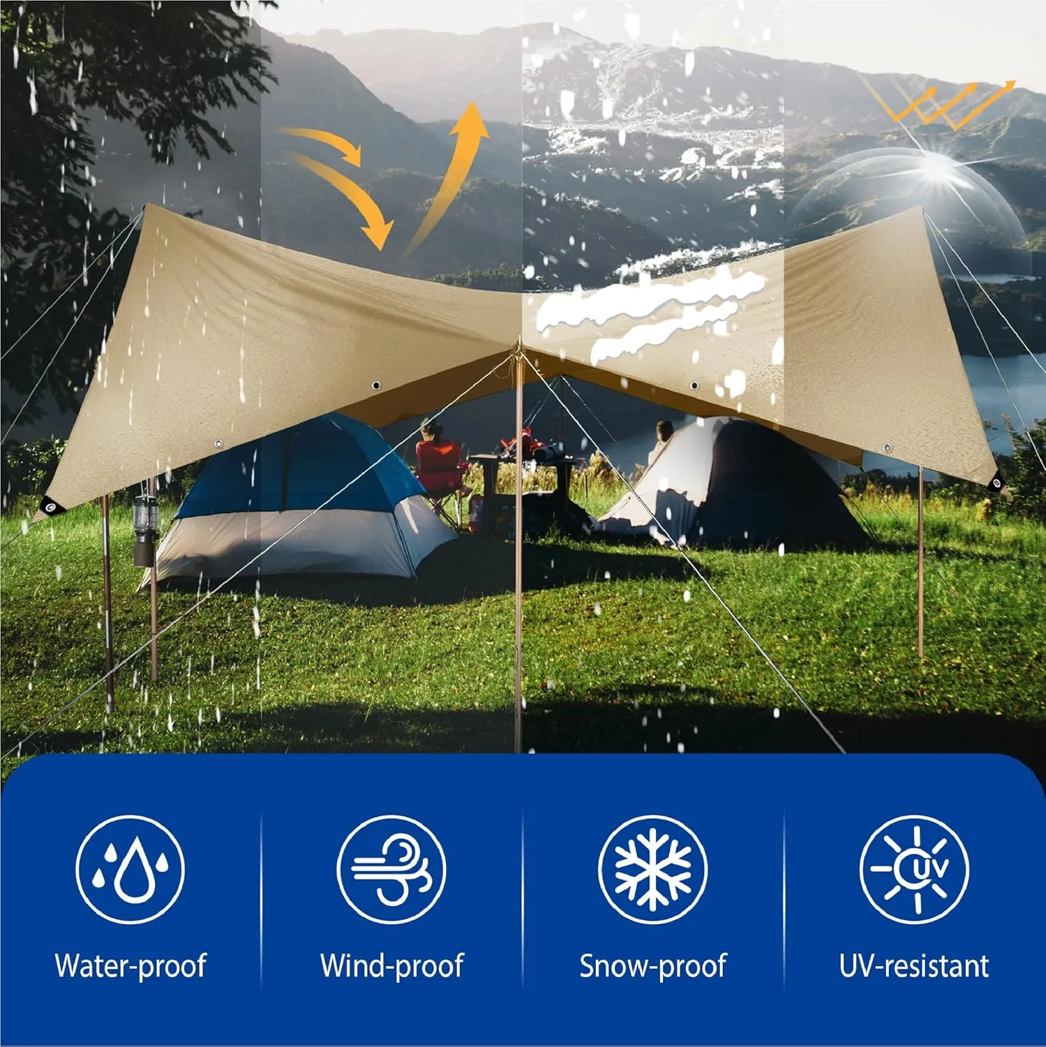 Tarp 8x10 Heavy Duty Waterproof Beige Tarp 12.5mil,Durable,Multipurpose, Weather Resistant,Uv Resistant,Tear Resistant,Can Be Used for Outdoor Furniture,Cars,Ships,Roofs-by MVPNET