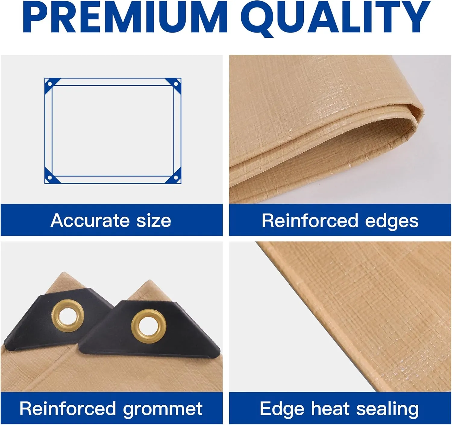 Tarp 8x10 Heavy Duty Waterproof Beige Tarp 12.5mil,Durable,Multipurpose, Weather Resistant,Uv Resistant,Tear Resistant,Can Be Used for Outdoor Furniture,Cars,Ships,Roofs-by MVPNET