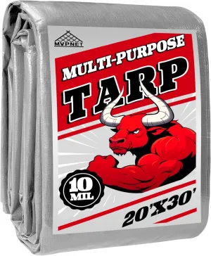 Tarp Heavy Duty 20x30ft Waterproof Tarps,10mil Uv Resistant,Multipurpose Silver/Black Tarps for Cars,Camping,Roof,Ship,Garden.by-MVPNET