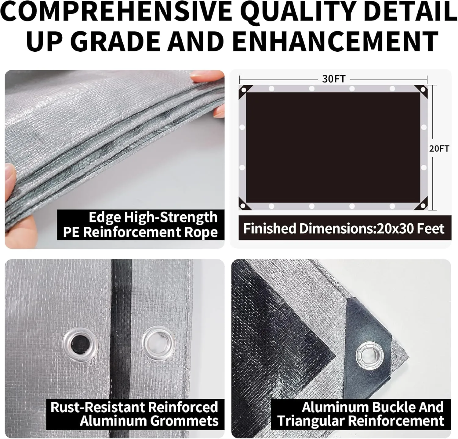 Tarp Heavy Duty 20x30ft Waterproof Tarps,10mil Uv Resistant,Multipurpose Silver/Black Tarps for Cars,Camping,Roof,Ship,Garden.by-MVPNET