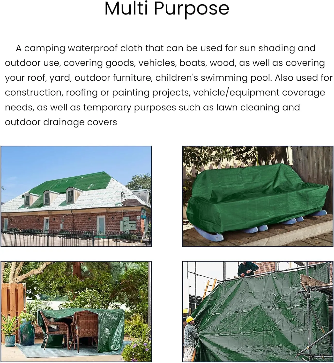 Tarp Waterproof,9mil Multipurpose Protective Tarpaulin Cover,Tear Resistant and Fade Resistant Tarps,UV Resistant, Tarpaulin with Reinforced Edges,Camping (Green Brown, 16' x 20')