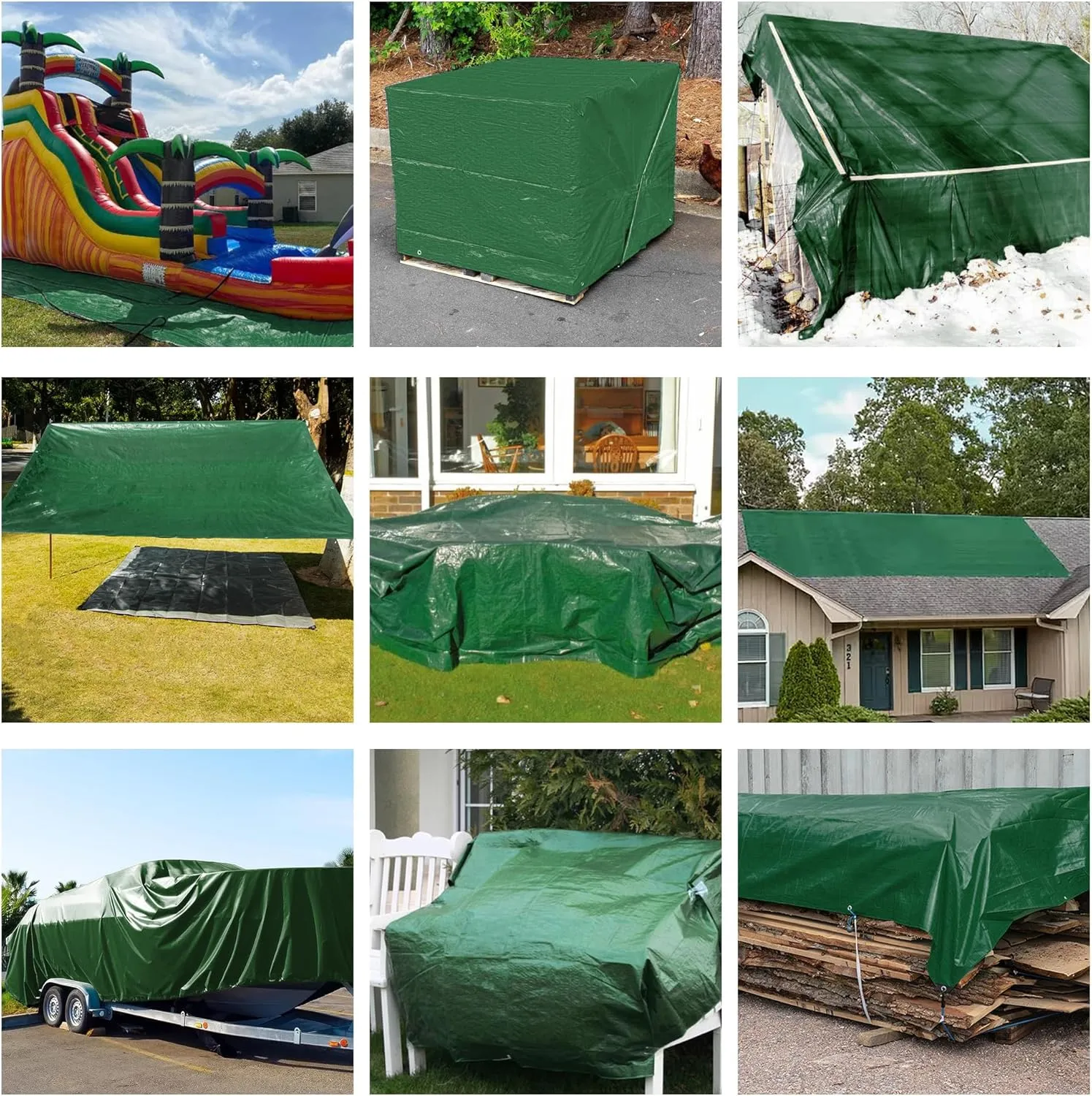 Tarp Waterproof,9mil Multipurpose Protective Tarpaulin Cover,Tear Resistant and Fade Resistant Tarps,UV Resistant, Tarpaulin with Reinforced Edges,Camping (Green Brown, 16' x 20')