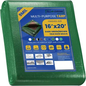 Tarp Waterproof,9mil Multipurpose Protective Tarpaulin Cover,Tear Resistant and Fade Resistant Tarps,UV Resistant, Tarpaulin with Reinforced Edges,Camping (Green Brown, 16' x 20')