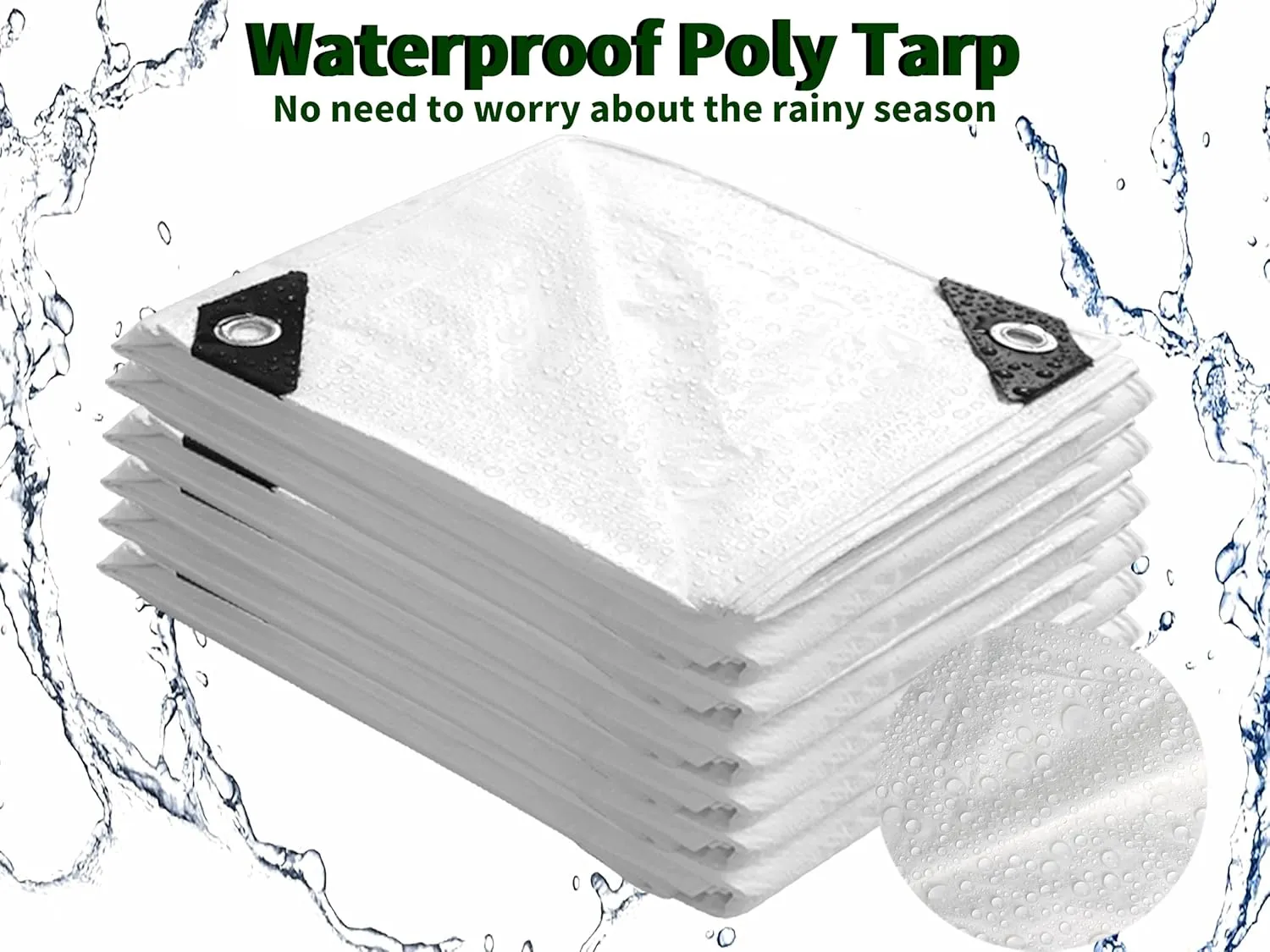 TARPAL 10x14 Feet White Tarp Waterproof Lightweight tarps Multipurpose Protective Cover All Purpose Poly Tarps Cover for Firewood,Boat,Pet House,Roof Waterproofing