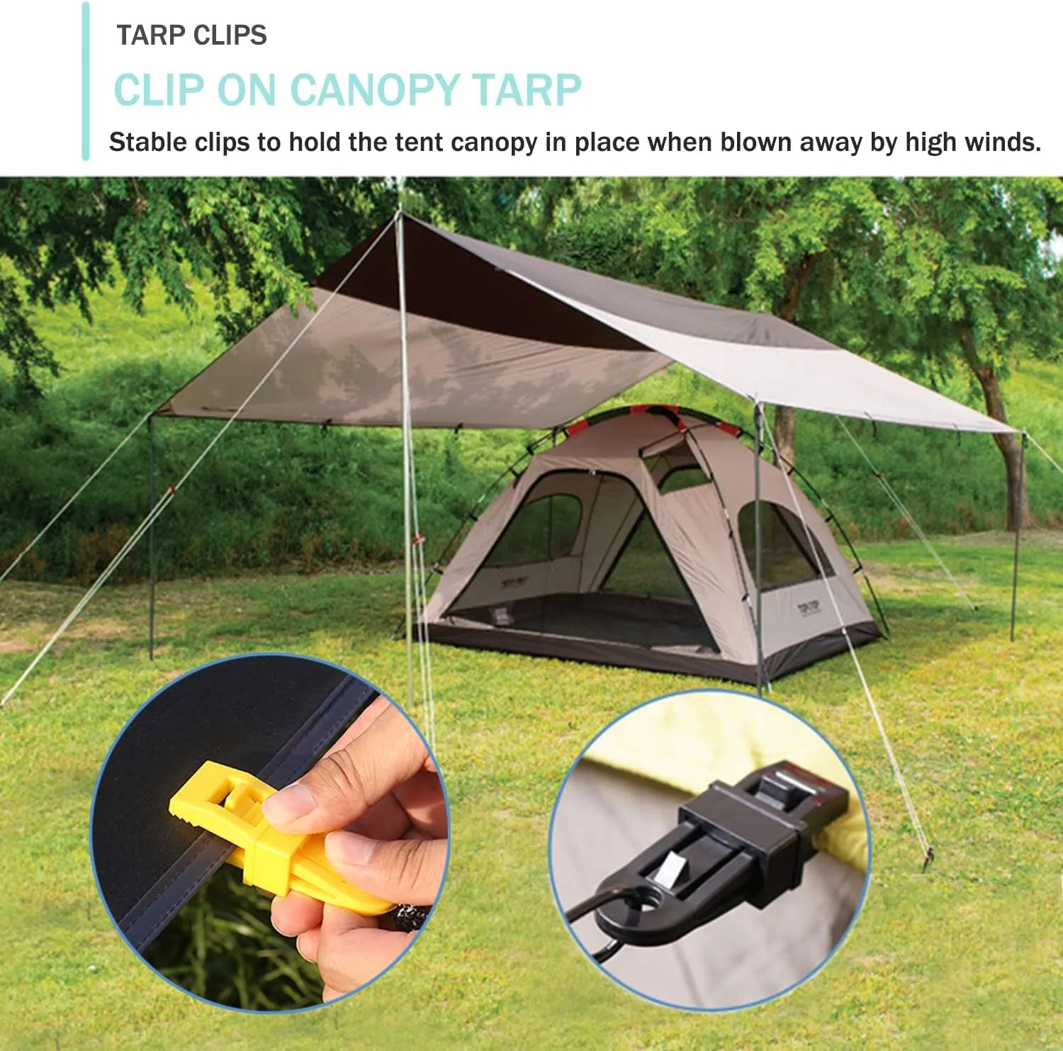 Tarpaulin Clips, Camping Accessories for Tent,20 Pcs Adjustable Heavy Duty Lock Grip for Tarp & Shade Cloth Color, Windproof Shade Cloth Plastic Clips(Blue)