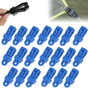 Tarpaulin Clips, Camping Accessories for Tent,20 Pcs Adjustable Heavy Duty Lock Grip for Tarp & Shade Cloth Color, Windproof Shade Cloth Plastic Clips(Blue)