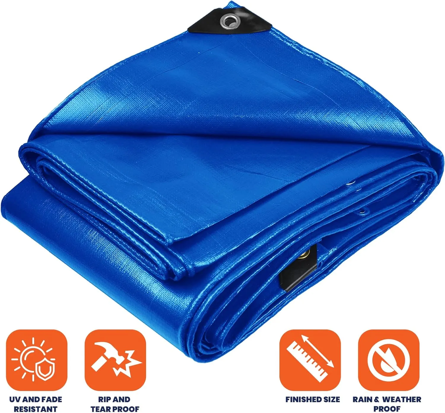 Tarpco Safety Heavy Duty 10 Mil Tarp Cover, Waterproof, UV Resistant, Rip and Tear Proof, Poly Tarpaulin with Reinforced Edges for Camping, Roof, Patio, Pool, Boat. (Blue 12′ X 20′)