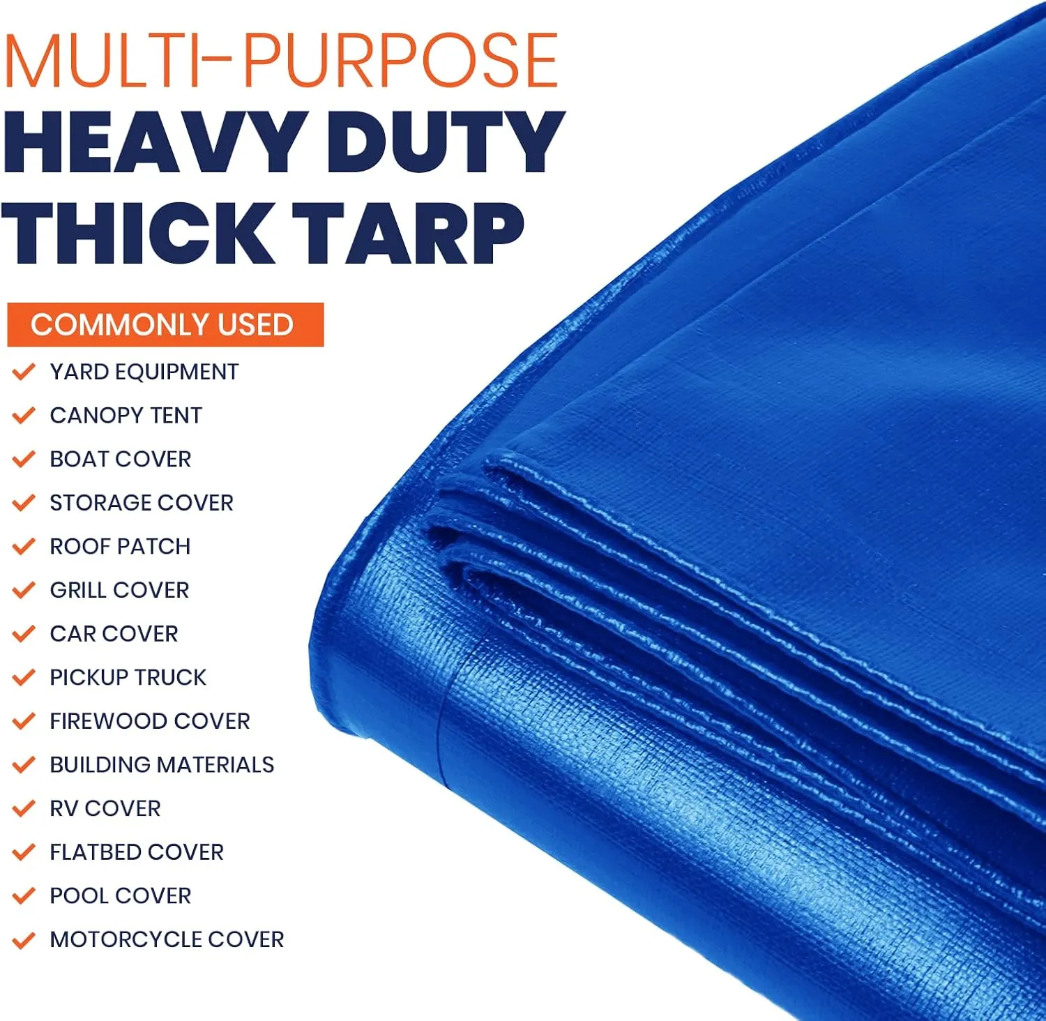 Tarpco Safety Heavy Duty 10 Mil Tarp Cover, Waterproof, UV Resistant, Rip and Tear Proof, Poly Tarpaulin with Reinforced Edges for Camping, Roof, Patio, Pool, Boat. (Blue 12′ X 20′)