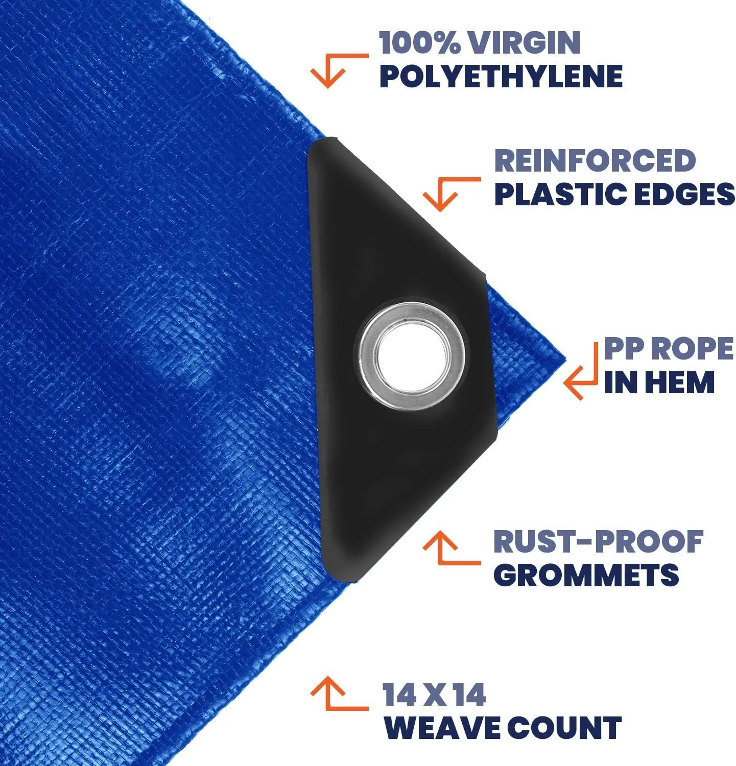 Tarpco Safety Heavy Duty 10 Mil Tarp Cover, Waterproof, UV Resistant, Rip and Tear Proof, Poly Tarpaulin with Reinforced Edges for Camping, Roof, Patio, Pool, Boat. (Blue 12′ X 20′)